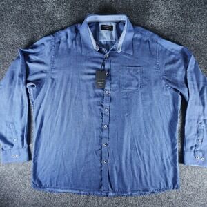 NWT Lindbergh Black‎ Label Mens 3XL Blue Geometric Micro Print Button Down Shirt
